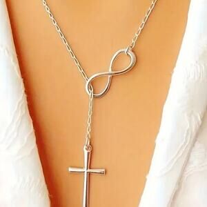 Silver Plated Cross Necklace Infinity Christian Jesus Bible Christmas Birthday